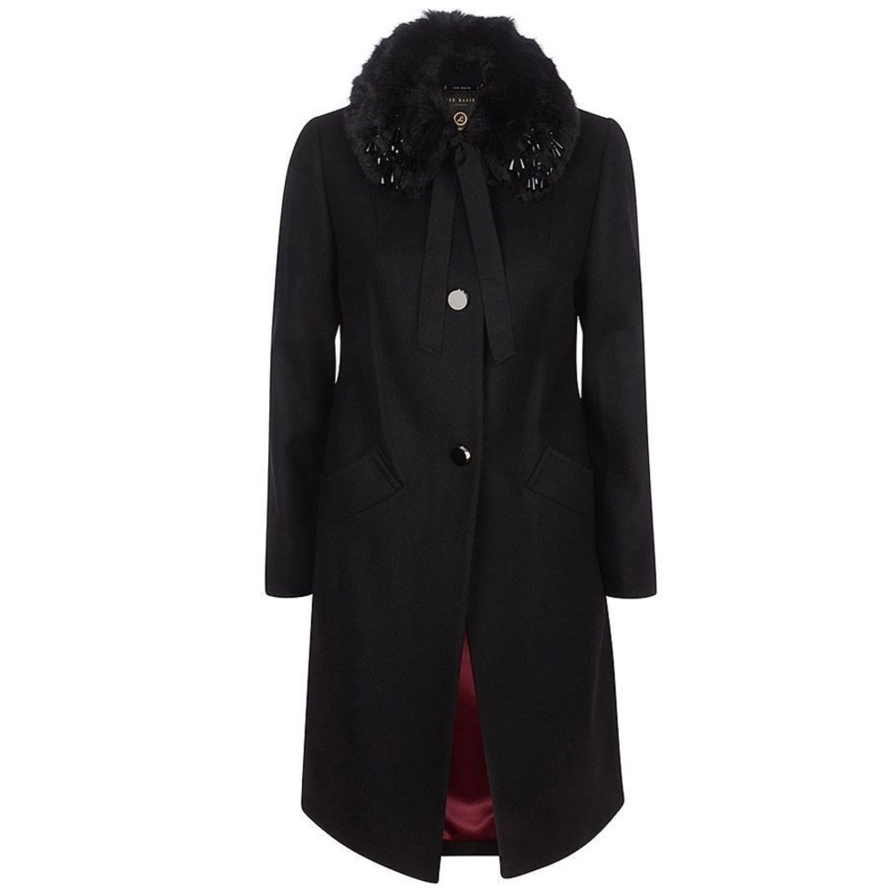 Ted Baker Hayah Faux Fur Collar Coat